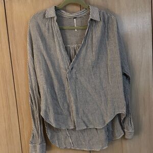 Free People Striped Button-Up Shirt